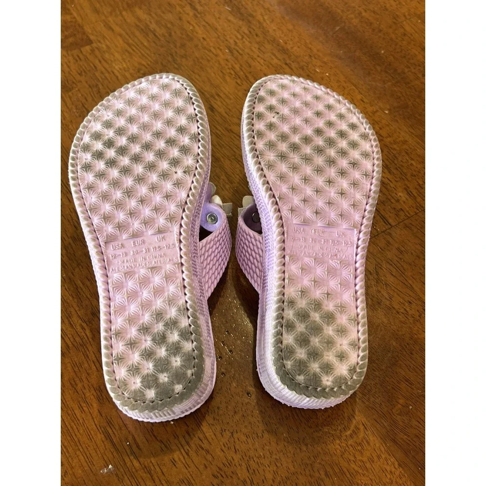 Flower Thong Sandals Lavender Sparkle Flowers Flip‎ Flops Young Girl 12-13